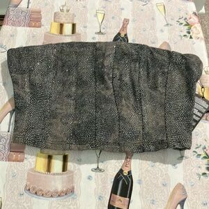 Black and Gray Strapless Top